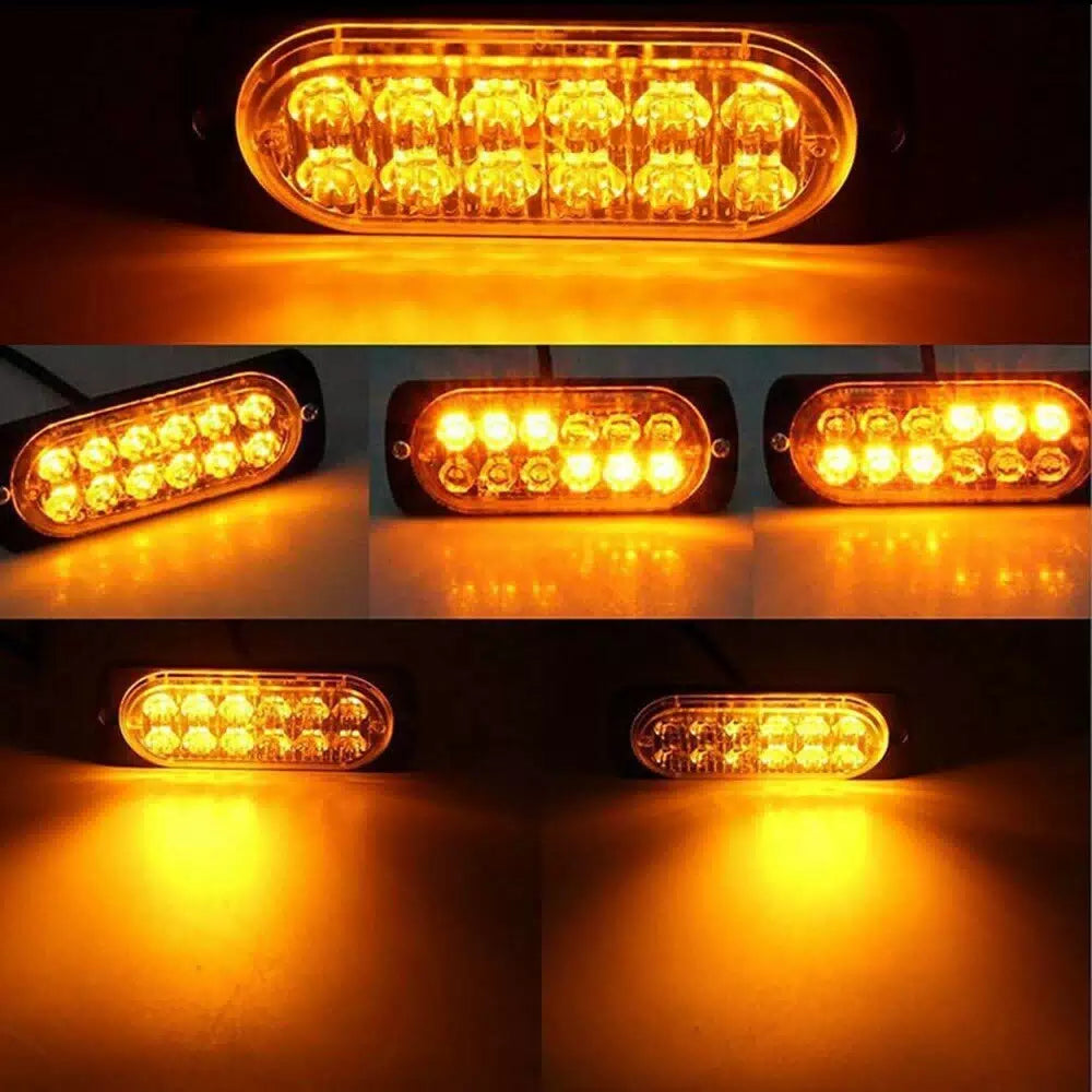 4x Amber 12 LED Car Truck Beacon Warning Hazard Flash Strobe Light US 6B93BC-57 [4]