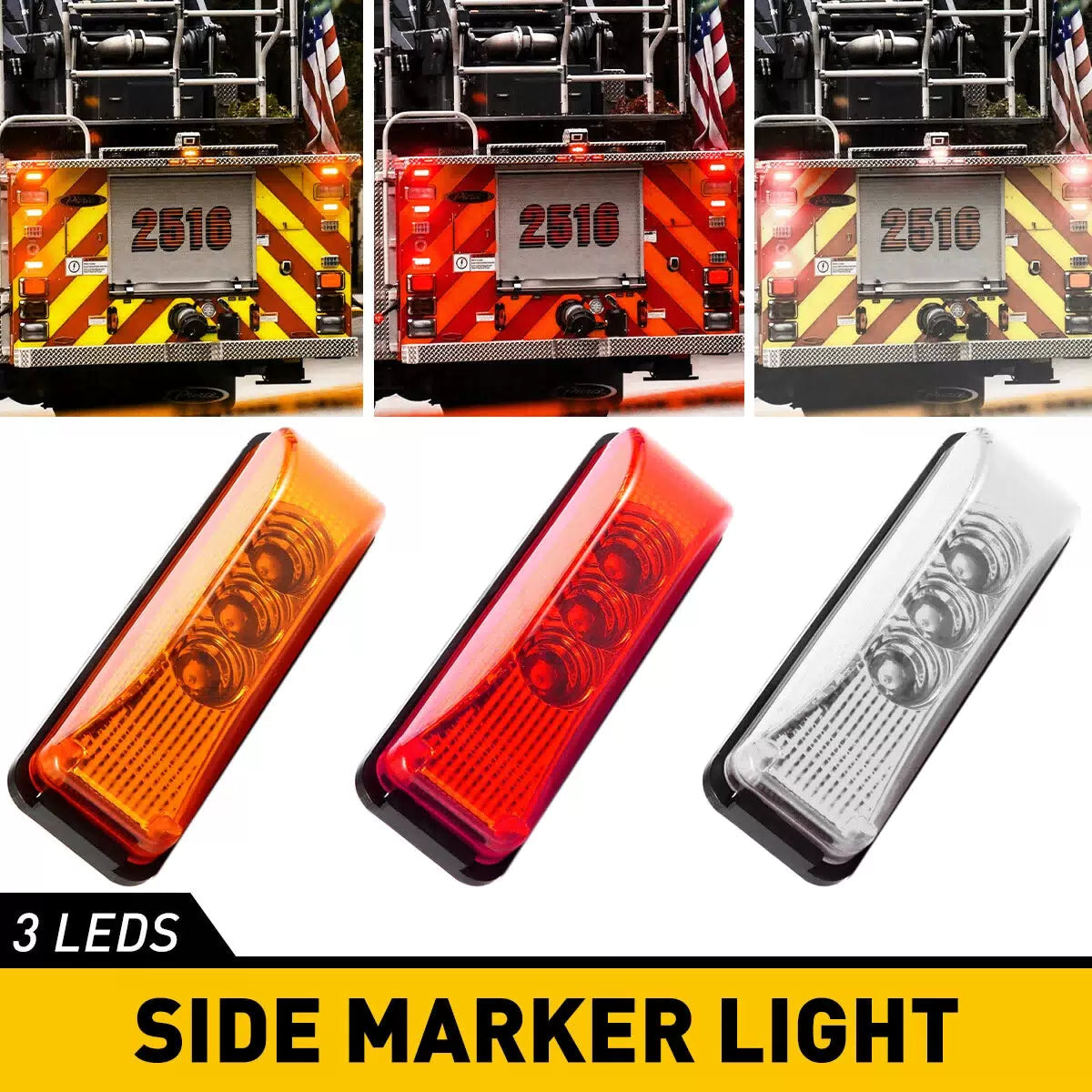 4x Amber LED Side Marker Lights RV Truck Trailer Clearance Light Waterproof EOA 6B93BC-57 [2]