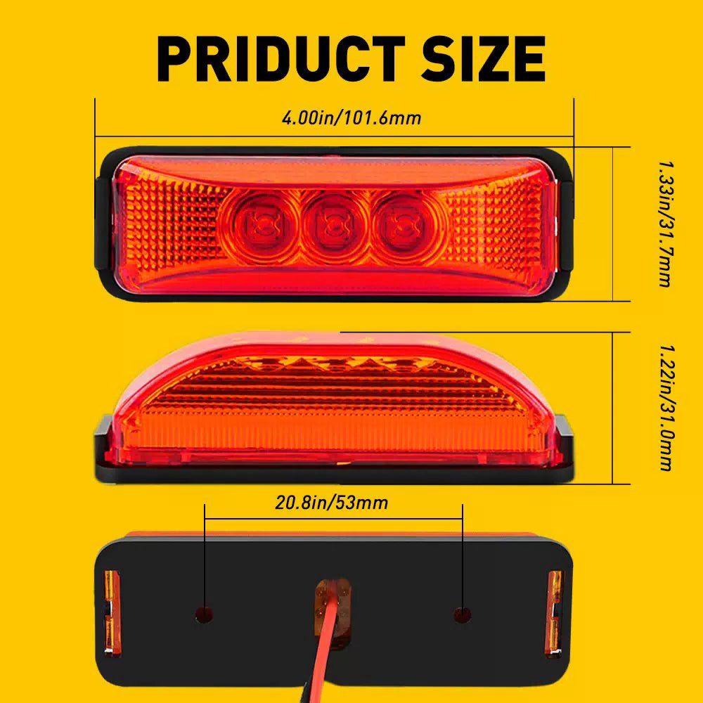 4x Amber LED Side Marker Lights RV Truck Trailer Clearance Light Waterproof EOA 6B93BC-57 [5]