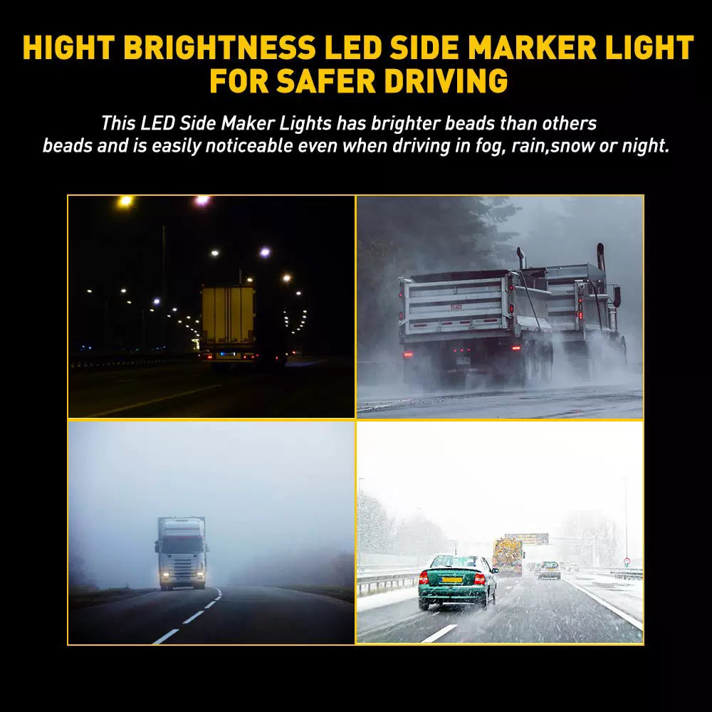 4x Amber LED Side Marker Lights RV Truck Trailer Clearance Light Waterproof EOA 6B93BC-57 [7]
