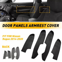 4x Fit Nissan Rogue 2014-20 Microfiber Leather Armrest Door Panel Cover Black EA 6B93BC-57 [1]