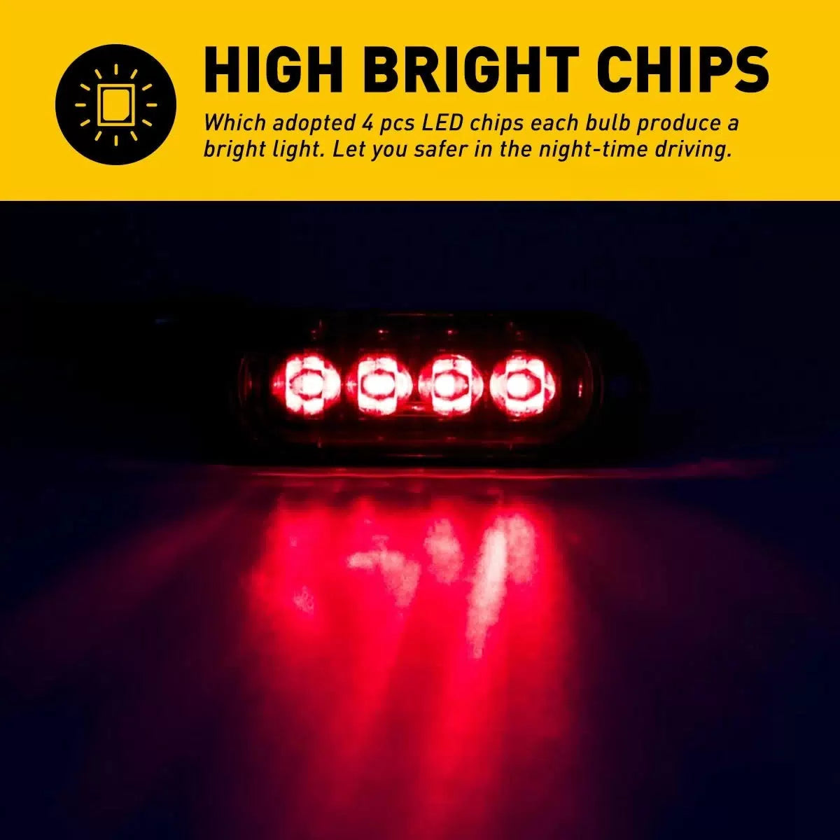 4x Red LED Side Marker Lights RV Truck Trailer Clearance Light Lamp Waterproof A 6B93BC-57 [2]