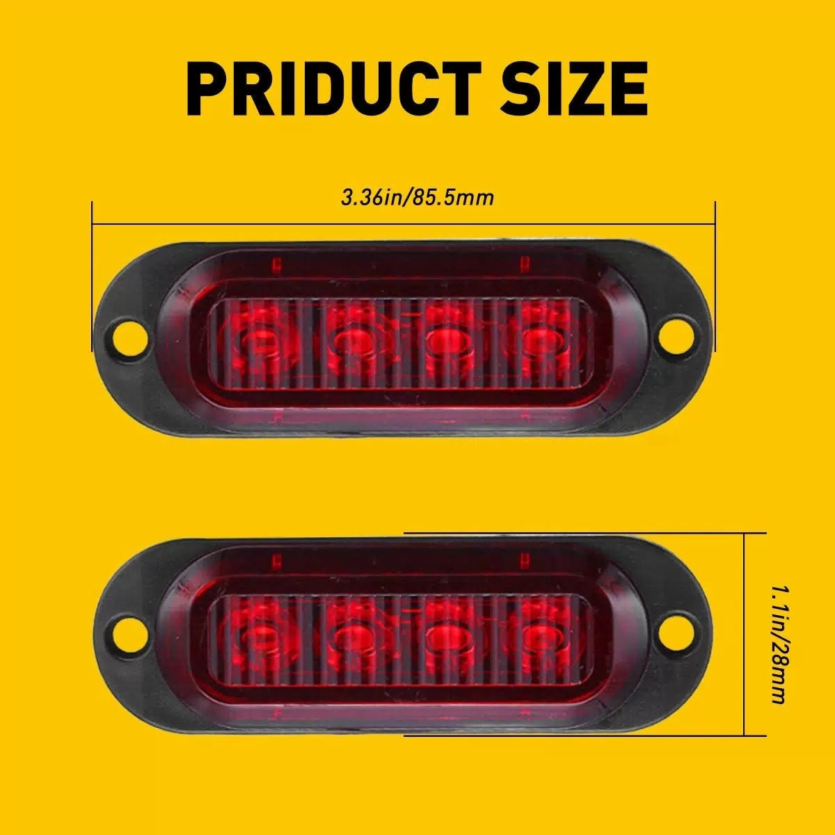 4x Red LED Side Marker Lights RV Truck Trailer Clearance Light Lamp Waterproof A 6B93BC-57 [8]