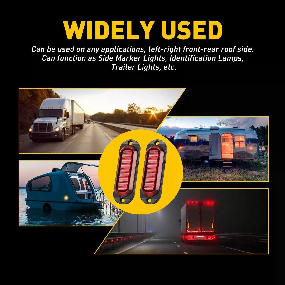4x Red LED Side Marker Lights RV Truck Trailer Clearance Light Lamp Waterproof A 6B93BC-57 [9]