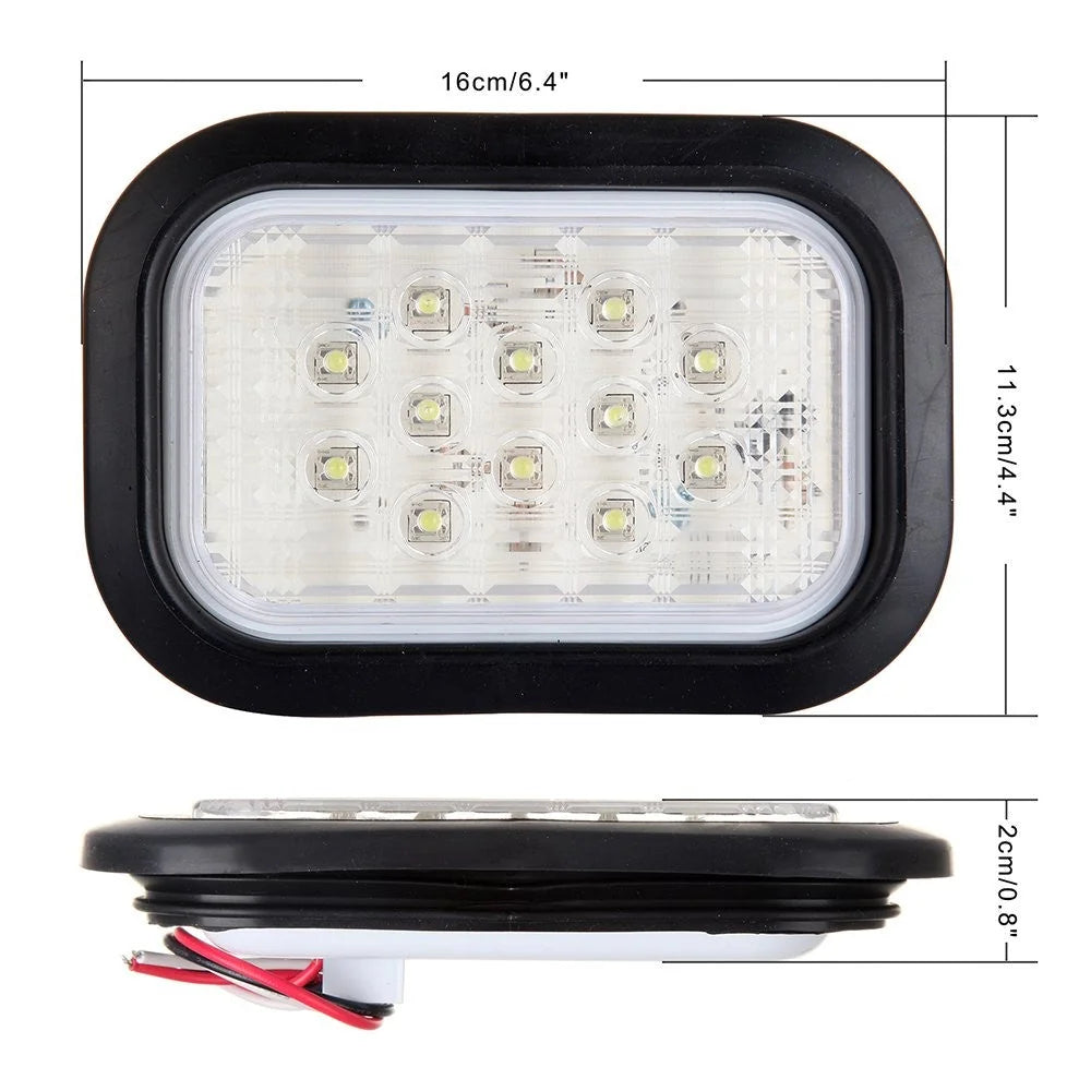 4x White Submersible 6" Rectangle Stop Turn Tail Light Flush Mount&4xSide Marker KOEEP [2]