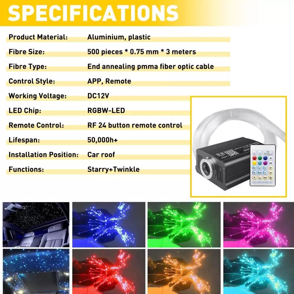 500PCS FIBER OPTIC LIGHTS KIT FOR STAR CEILING SKY RGBW LIGHT ENGINE CAR HOME EA 6B93BC-57 [5]