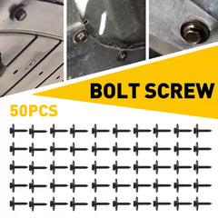 50pcs Metal Black Car Fender Liner Body Bumper Cover Splash Shield Bolt Screw EA 6B93BC-57 [1]