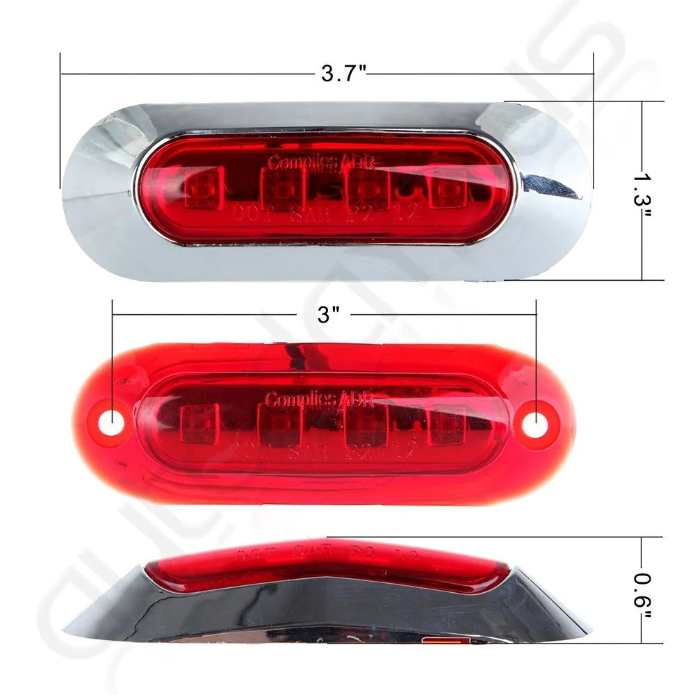 5X Chrome Amber LED Cab Marker Light +8x Red/Amber Side Marker For Truck Trailer KOEEP [11]