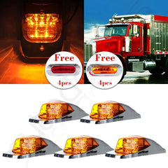 5X Chrome Amber LED Cab Marker Light +8x Red/Amber Side Marker For Truck Trailer KOEEP [1]