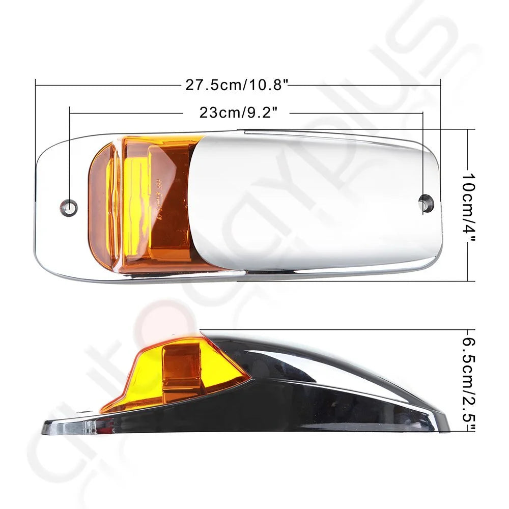 5X Chrome Amber LED Cab Marker Light +8x Red/Amber Side Marker For Truck Trailer KOEEP [8]