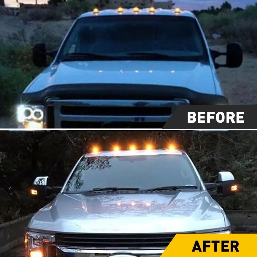 5X LED Amber Marker Roof Cab Lights For 99-16 Ford F250 F350 F450 Super Duty EOA 6B93BC-57 [9]