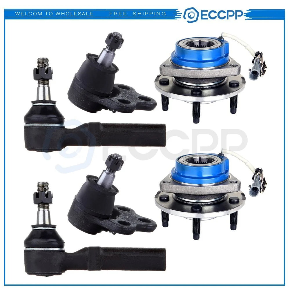 6PC For 1999 - 2011 Chevy Buick Tie Rods Ball Joints Wheel Hub Bearings w/ ABS KOEEP [1]