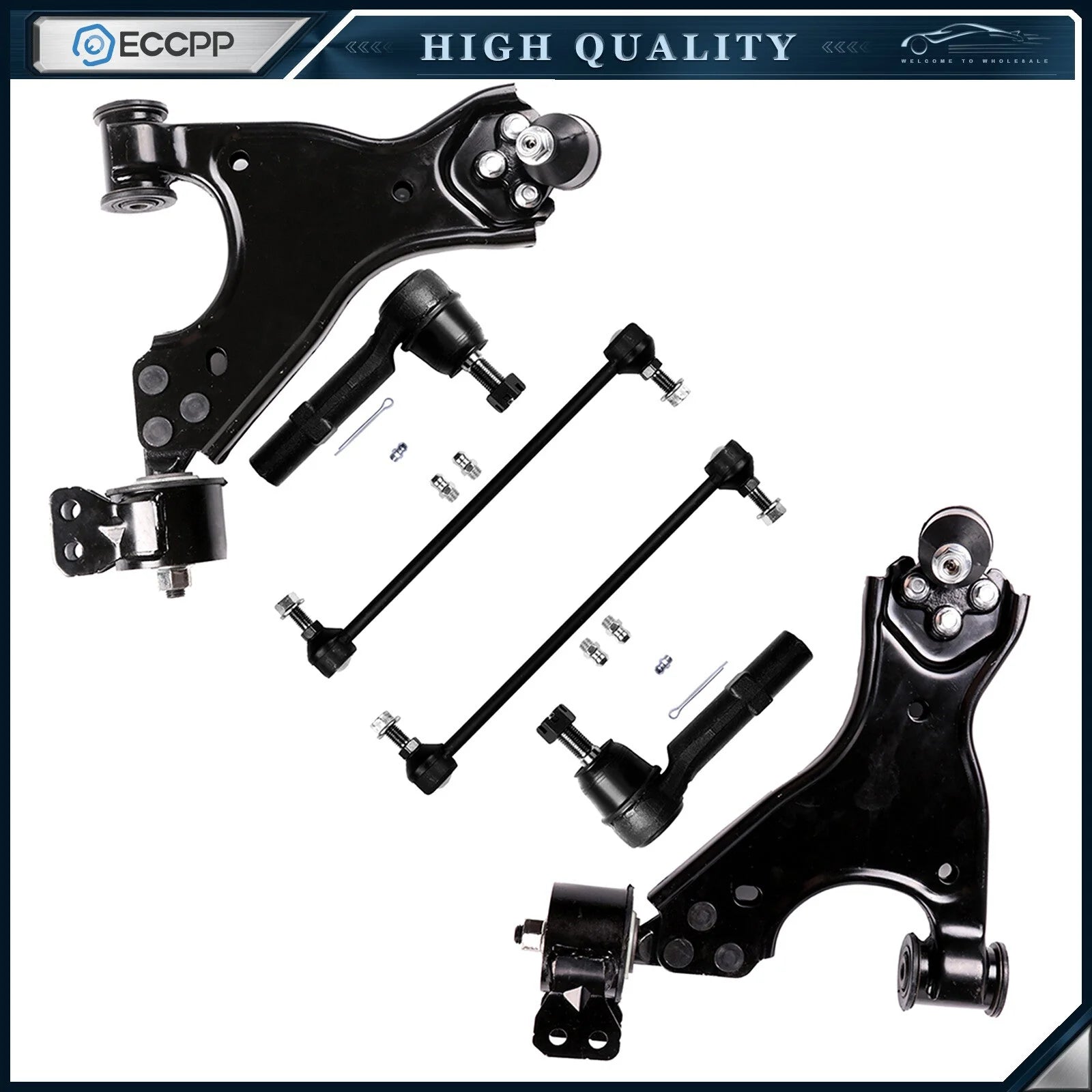 6Pcs Front Lower Control Arm Sway Bar Tie Rod For Buick GMC Chevrolet Traverse KOEEP [1]