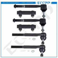 6Pieces Front Tie Rod End Adjusting Sleeves Kit For GMC Savana 1500 2500 3500 KOEEP [1]