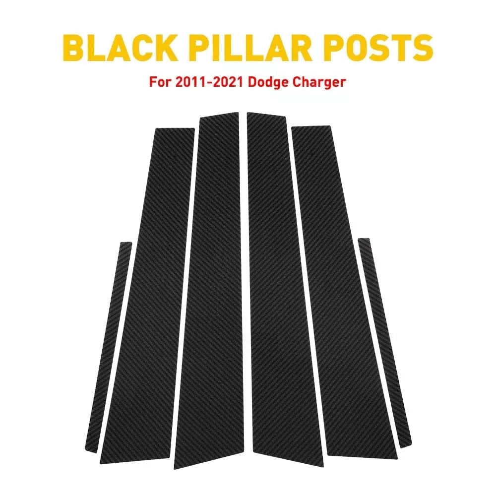 6X Black Pillar Post For 2011-2021 Dodge Charger Trim Door Cover Car Accessories 6B93BC-57 [9]
