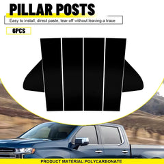 6X Black Pillar Posts Window Trim FOR CHEVY SILVERADO GMC SIERRA 1500 2019-2024 6B93BC-57 [1]