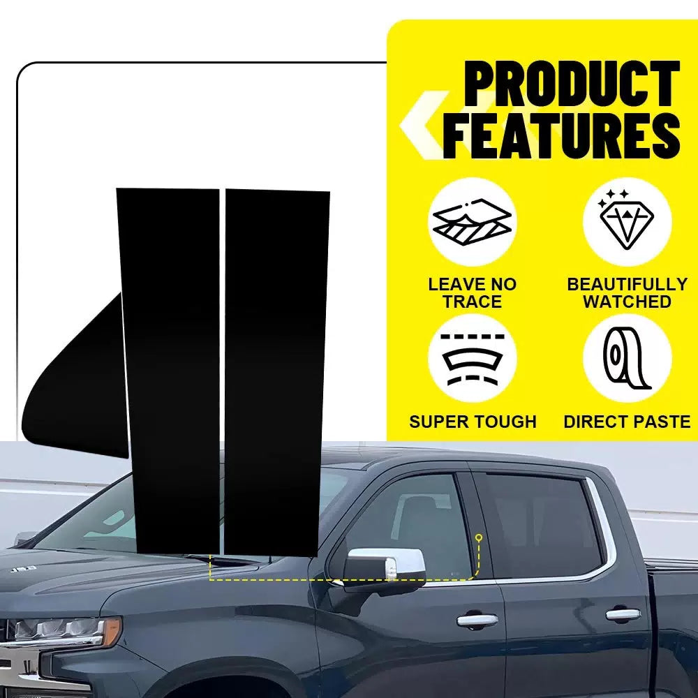 6X Black Pillar Posts Window Trim FOR CHEVY SILVERADO GMC SIERRA 1500 2019-2024 6B93BC-57 [6]