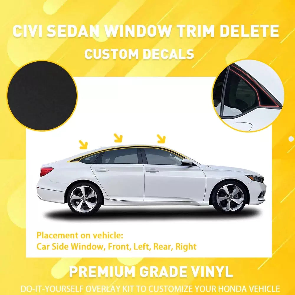 6X Chrome Delete Gloss Black Vinyl Window Trims For Honda Accord 2018-2022 USA A 6B93BC-57 [7]
