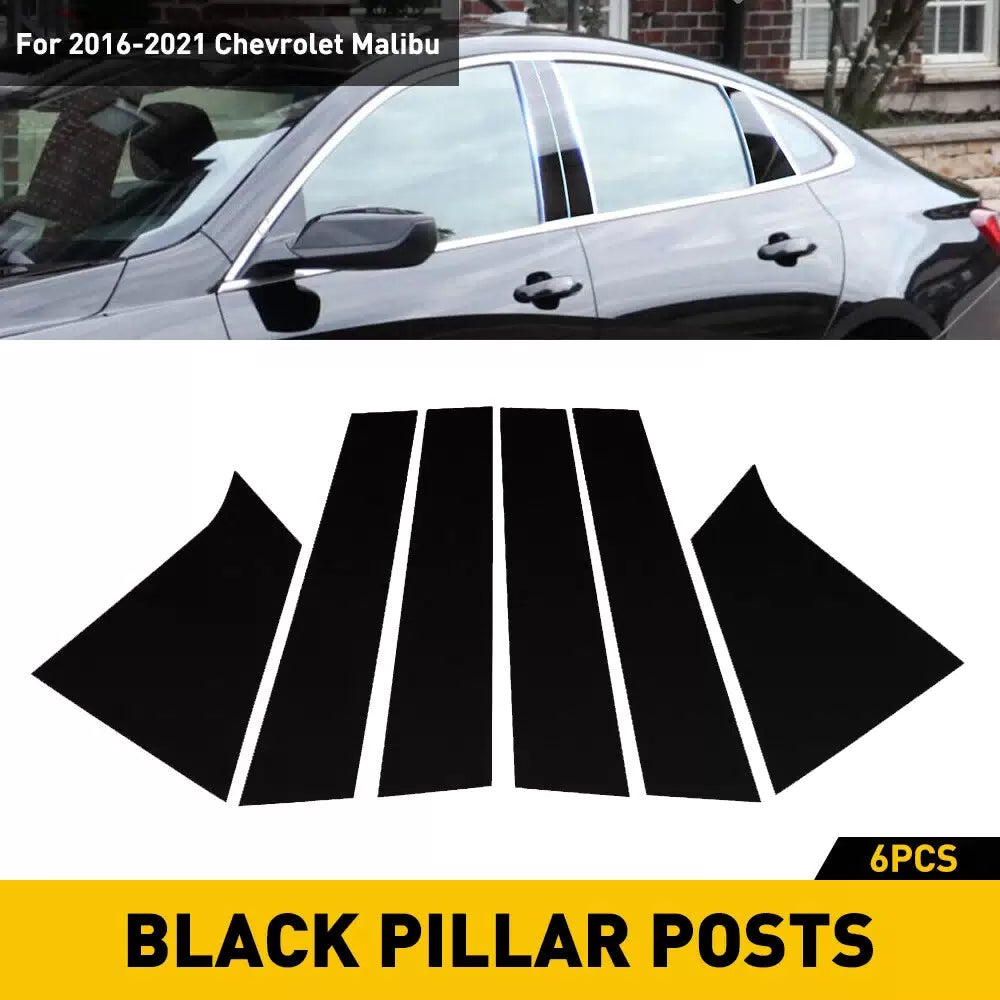 6pc Glossy Pillar Posts Door Trim For Chevrolet Malibu 2016-2021 US Stock EOA 6B93BC-57 [10]
