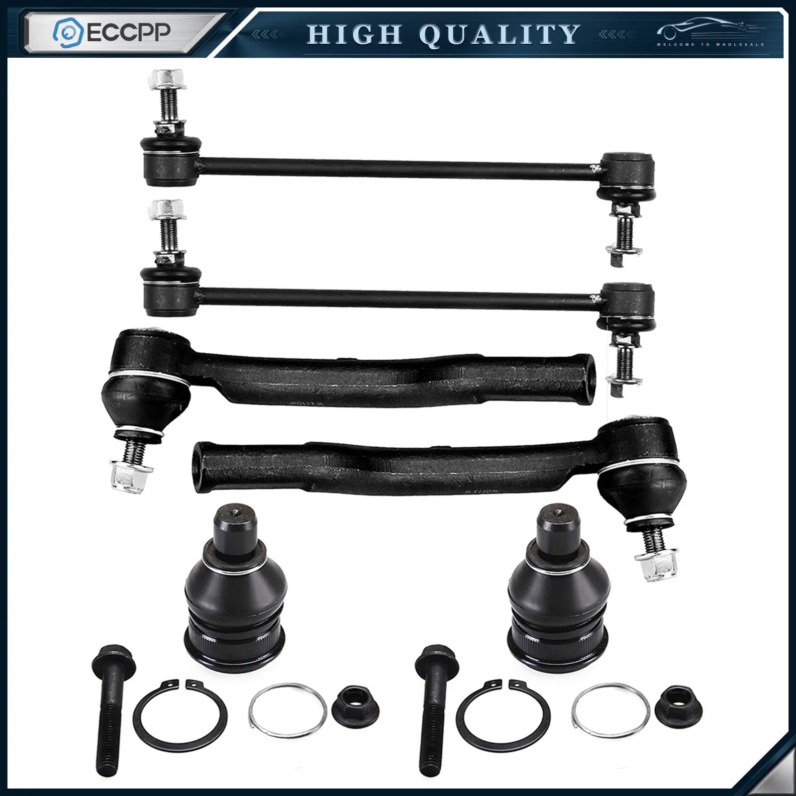 6pcs Complete Front Steering Kit Fits 2007 2008 2009 2010 2011 Nissan Versa 6B93BC-57 [1]