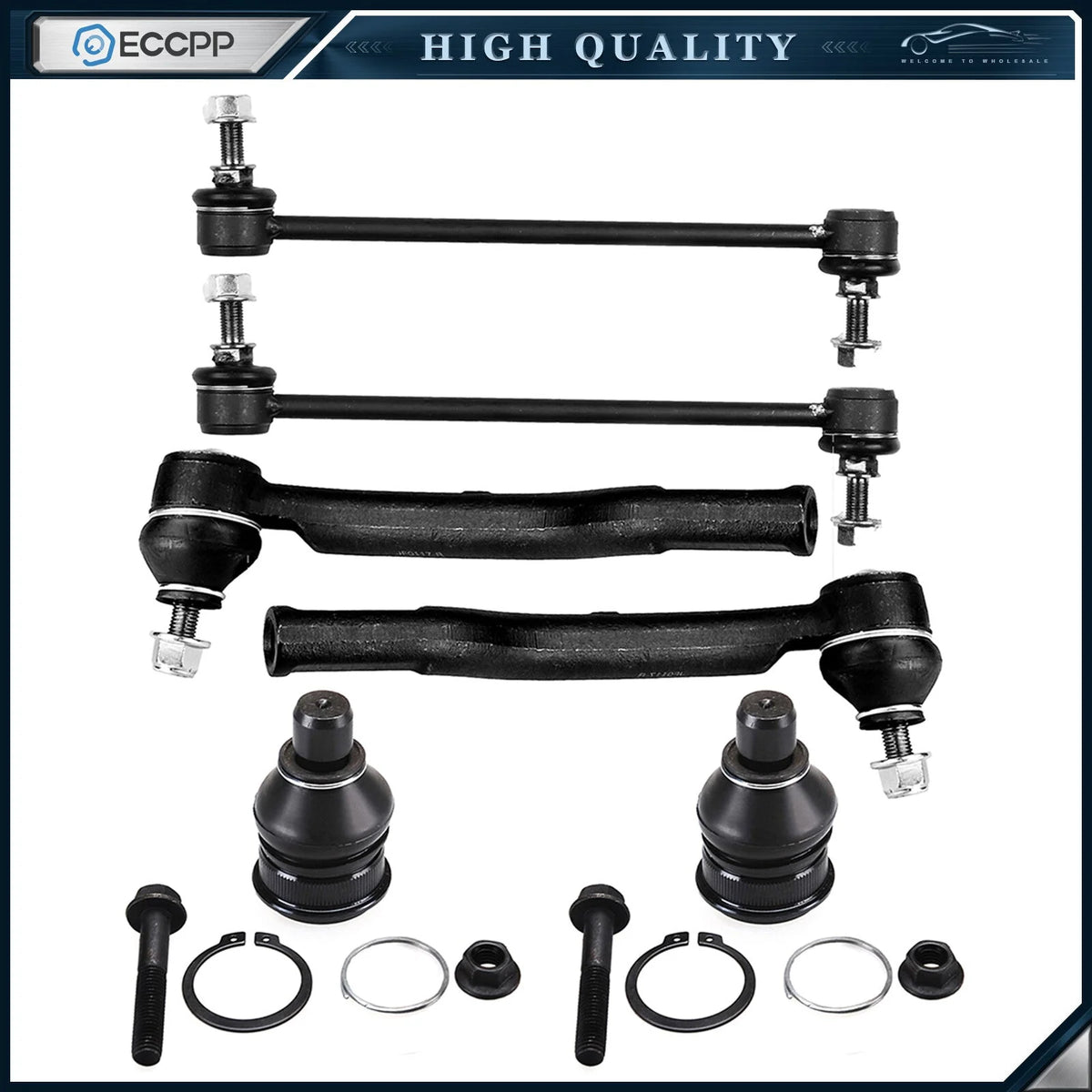 6pcs Complete Front Steering Kit Fits 2007 2008 2009 2010 2011 Nissan Versa 6B93BC-57 [1]