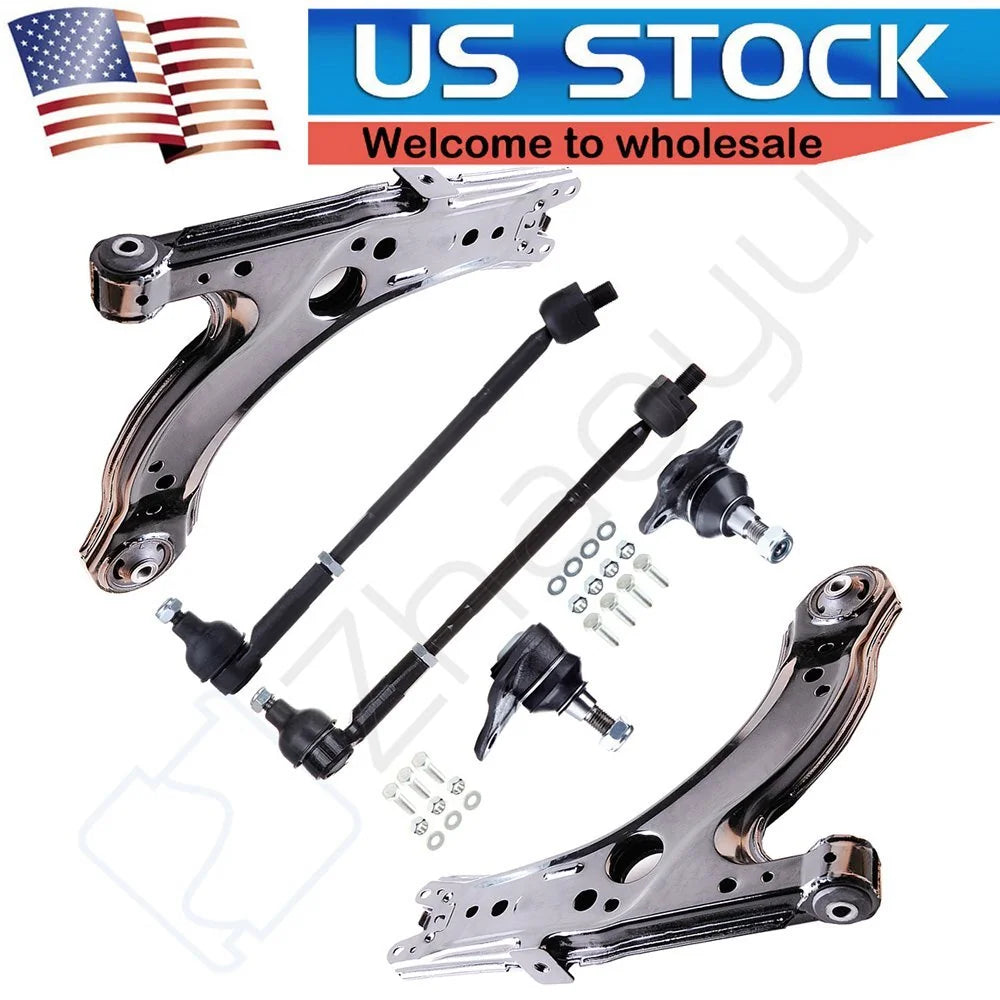 6pcs Front Control Arms Tie Rod Ends For Volkswagen Beetle Golf Jetta 1998-2007 KOEEP [1]
