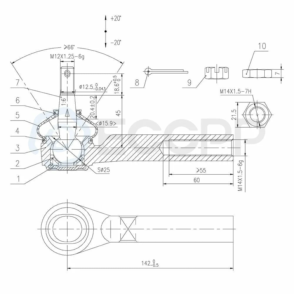 6pcs Front Inner Outer Tie Rods Sway Bars Kit For 2008-2010 Dodge Grand Caravan 6B93BC-57 [2]