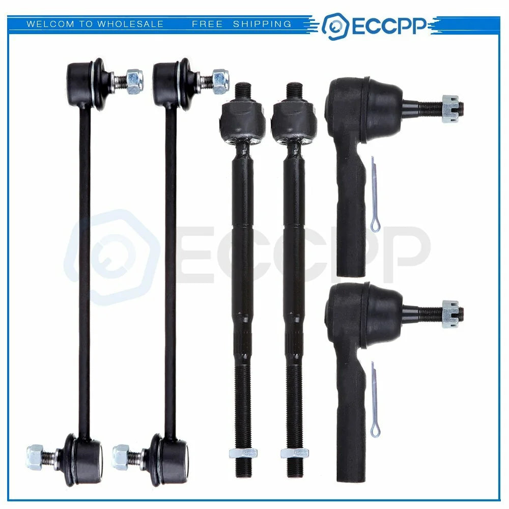 6pcs Inner & Outer Tie Rod Ends Sway Bar End Links For 2007-2011 2012 Dodge Jeep KOEEP [1]