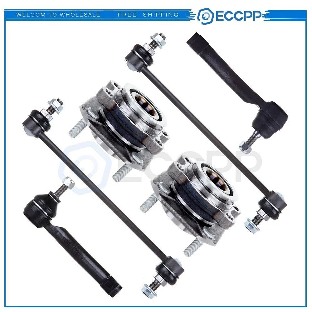 6pcs Wheel Bearing & Hub Tie Rod Sway Bar End Links for 2007-12 Nissan Sentra KOEEP [1]