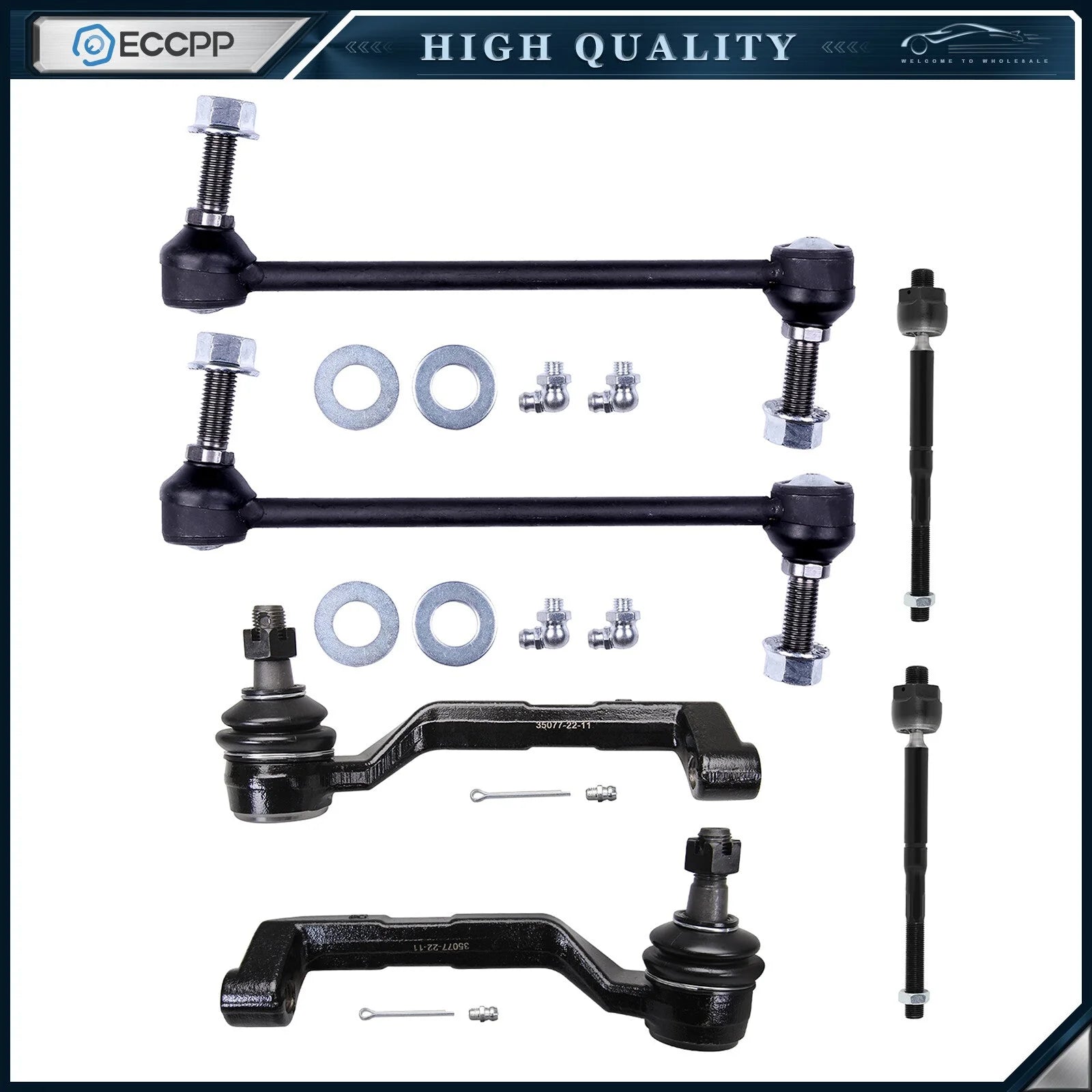 6x Front Tie Rod Ends Sway Bars For 2005-2015 DODGE CHARGER MAGNUM CHRYSLER 300 KOEEP [1]