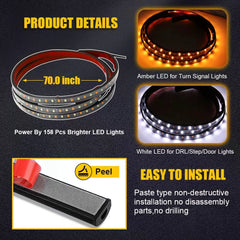 70" Running Board LED Lights Side Step Strip Bar Turn Signal Truck Off-Road SUV 6B93BC-57 [4]