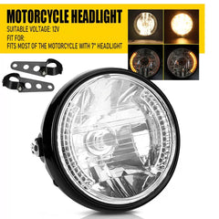 7" Motorcycle Headlamp w/ Turn Signal LED Headlight Housing Bracket Universal A 6B93BC-57 [1]