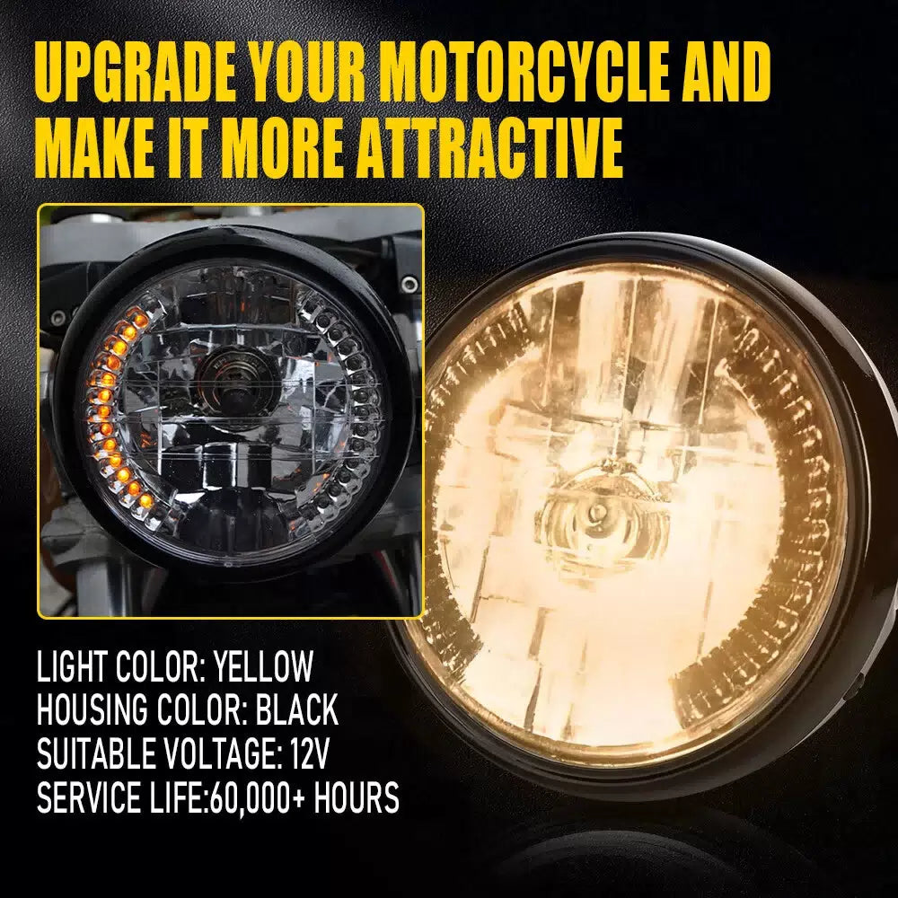 7" Motorcycle Headlamp w/ Turn Signal LED Headlight Housing Bracket Universal A 6B93BC-57 [9]