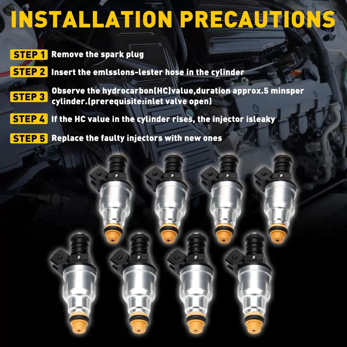 8PCS Fuel Injectors for Mustang Ford GT Cobra Replaces 0280150558, OE# 800-1152N 6B93BC-57 [2]