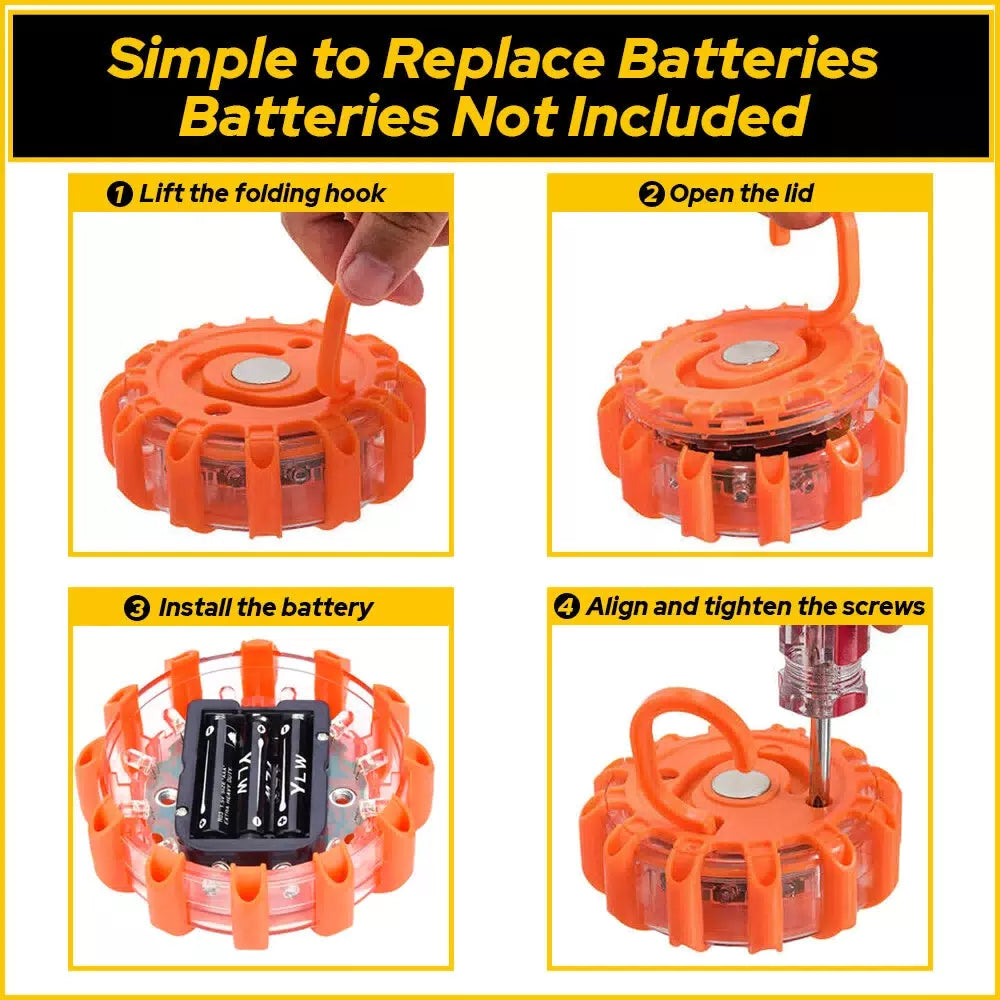8 LED Road Flares Emergency Disc Safety Light Flashing Roadside Beacon Warning' 6B93BC-57 [4]