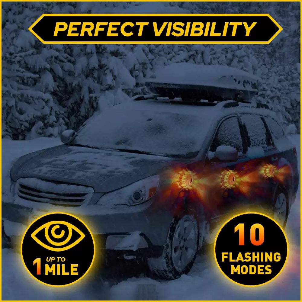 8 LED Road Flares Emergency Disc Safety Light Flashing Roadside Beacon Warning' 6B93BC-57 [5]