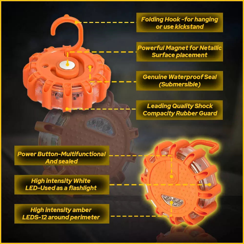 8 LED Road Flares Emergency Disc Safety Light Flashing Roadside Beacon Warning' 6B93BC-57 [7]