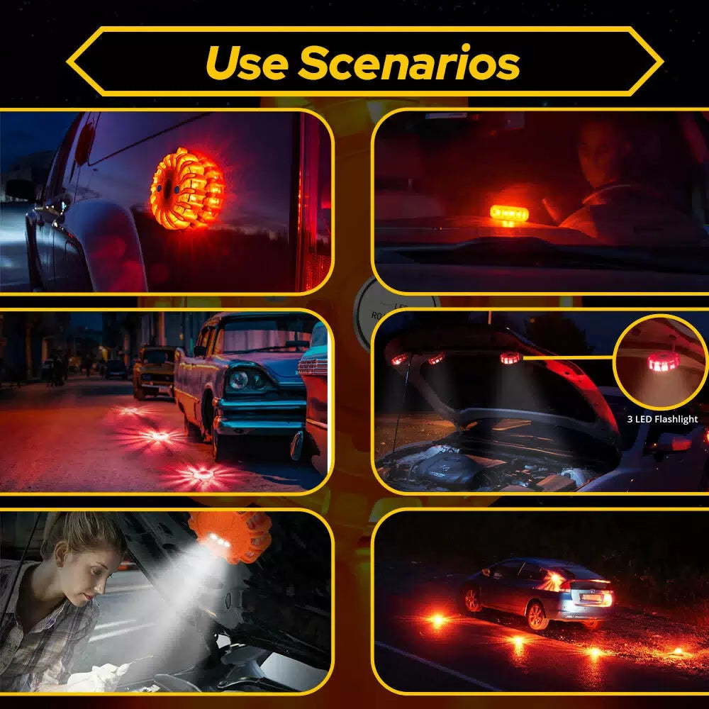 8 LED Road Flares Emergency Disc Safety Light Flashing Roadside Beacon Warning' 6B93BC-57 [9]