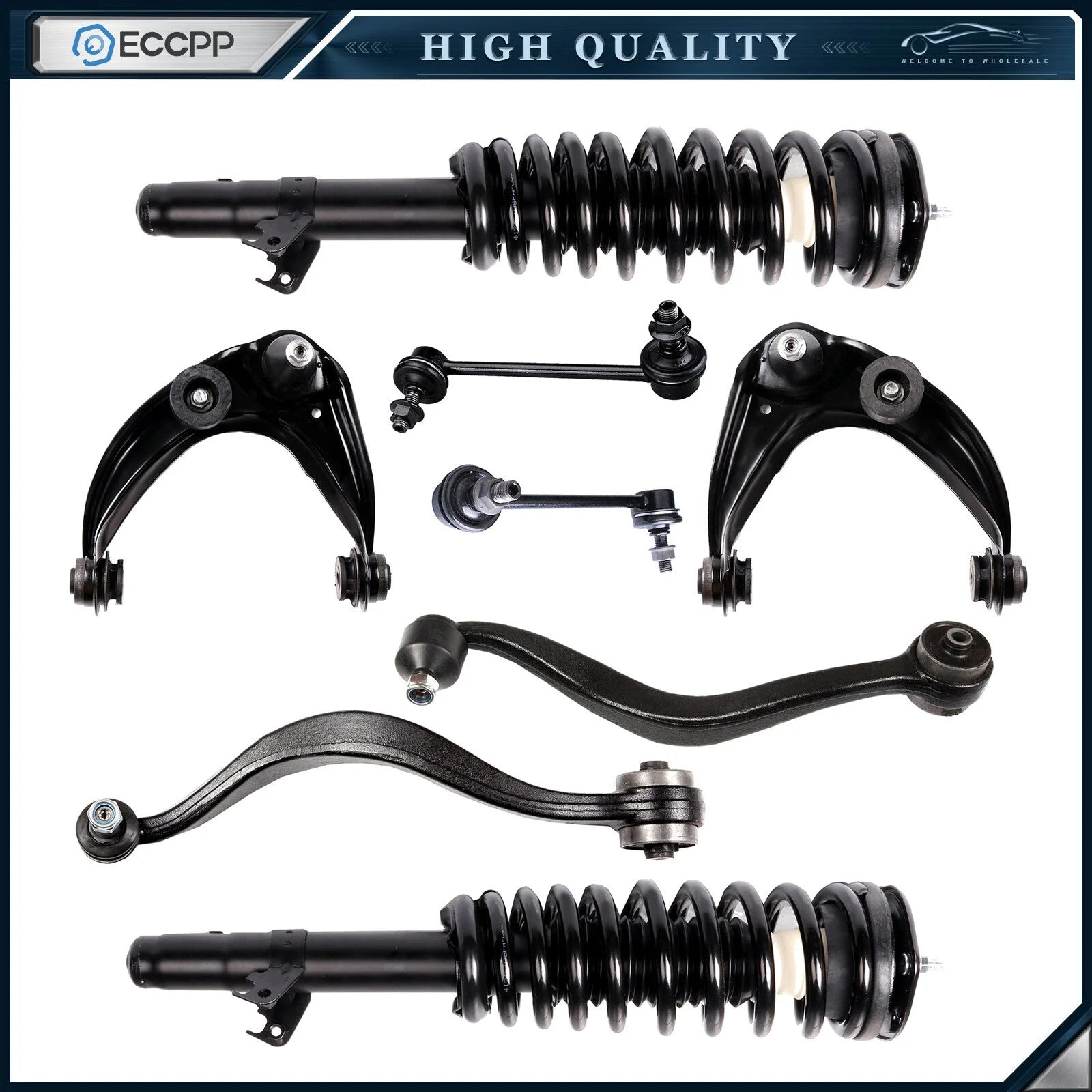 8pc Front Struts Front Upper Lower Control Arm Kit For 2003-2007 Mazda 6 ECCPP KOEEP [1]