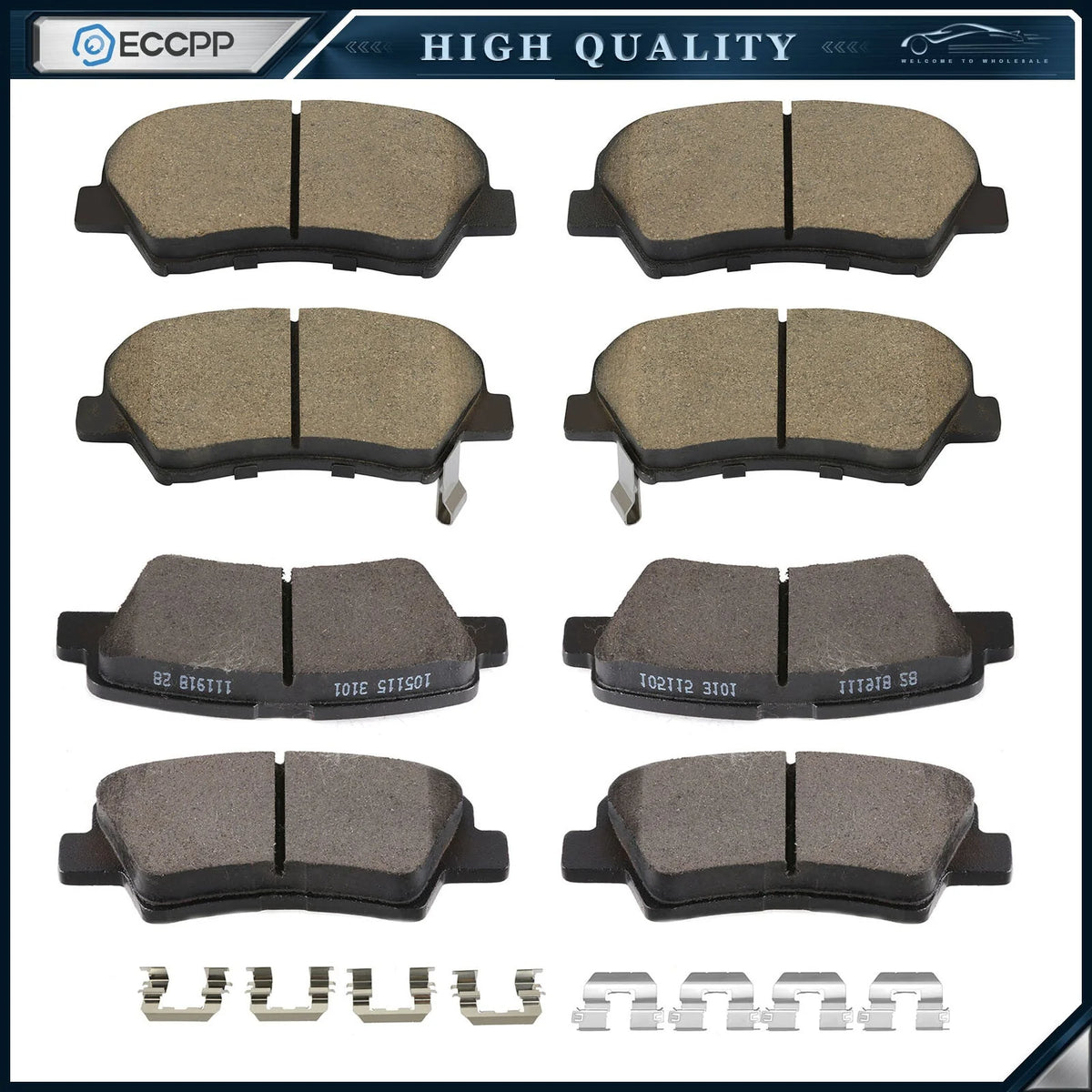8pc Front & Rear Ceramic Brake Pads w/Hardware for Hyundai Elantra GT Veloster KOEEP [1]