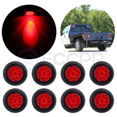 8x 2" Red 9LED Side Marker Clearance Tail Light Round for Truck Trailer &Grommet KOEEP [1]