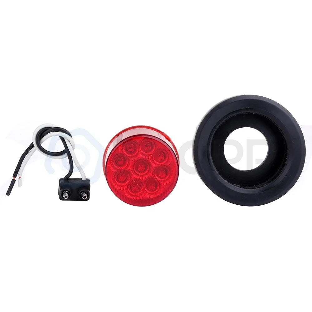 8x 2" Red 9LED Side Marker Clearance Tail Light Round for Truck Trailer &Grommet KOEEP [6]