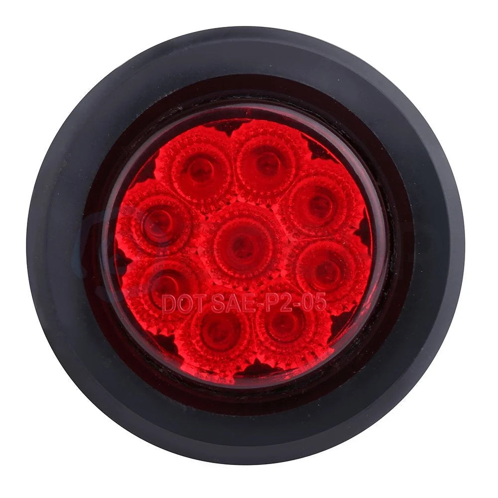 8x 2" Red 9LED Side Marker Clearance Tail Light Round for Truck Trailer &Grommet KOEEP [7]