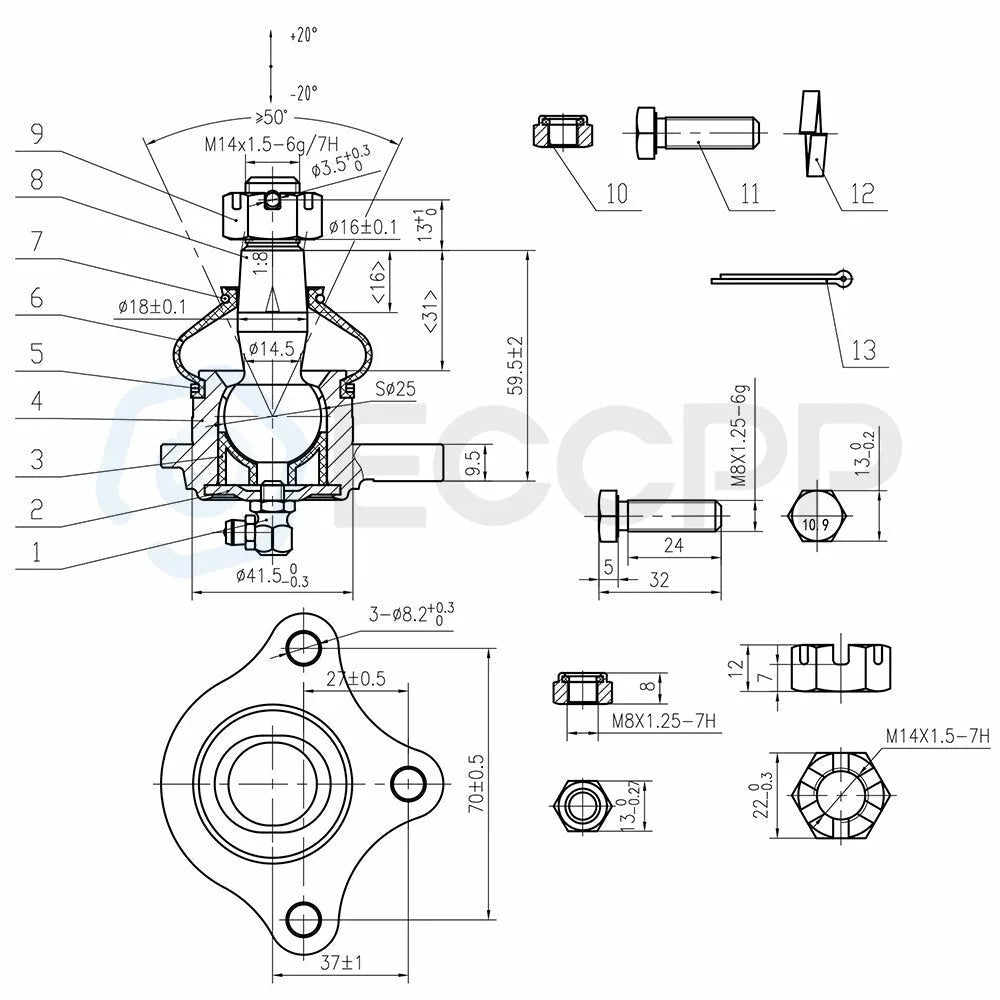 8x Front Lower Upper Ball Joints Tie Rods For 1997-2004 Mitsubishi Montero Sport KOEEP [3]