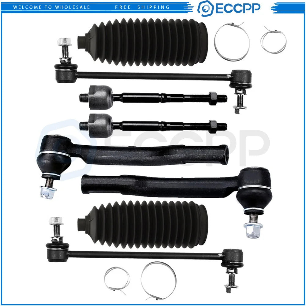 8x Front Sway Bars Inner Outer Tie Rod End Linkage For 2007-2012 Nissan Versa KOEEP [1]