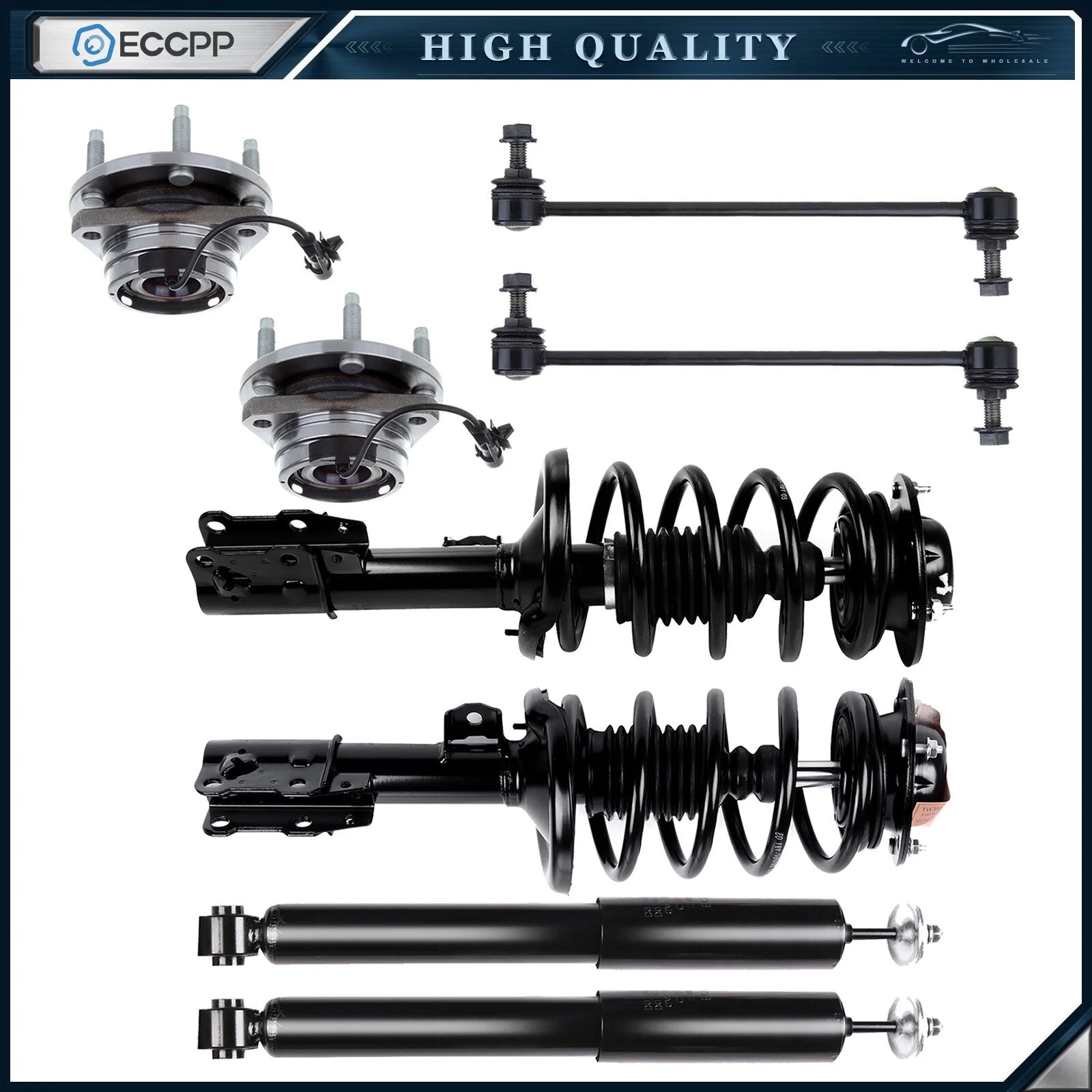 8x Shock Strut Spring Assembly Wheel Bearing Sway Bar for Pontiac G6 Saturn Aura KOEEP [1]