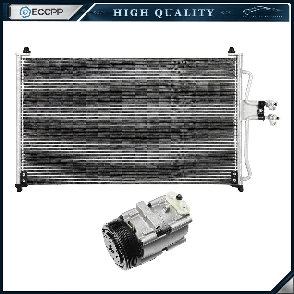 AC Condenser & AC Compressor Cooling Kit For 01-04 Ford Escape Mazda Tribute 6B93BC-57 [1]