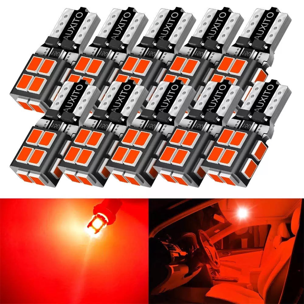 AUXITO 10X LED Parking Light Bulbs 168 194 2825 T10 Wedge Canbus Super Red EOA AUXITO [11]