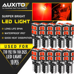 AUXITO 10X LED Parking Light Bulbs 168 194 2825 T10 Wedge Canbus Super Red EOA AUXITO [1]