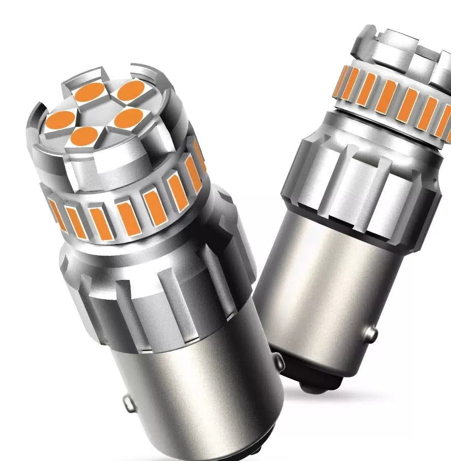 AUXITO 1157 SMD LED Amber/Yellow Turn Signal Parking Light Bulbs CANBUS 2F EOA AUXITO [9]